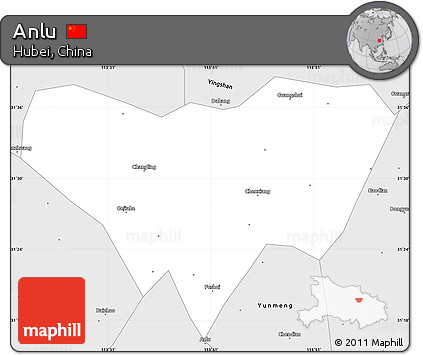 Silver Style Simple Map of Anlu