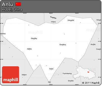 Silver Style Simple Map of Anlu