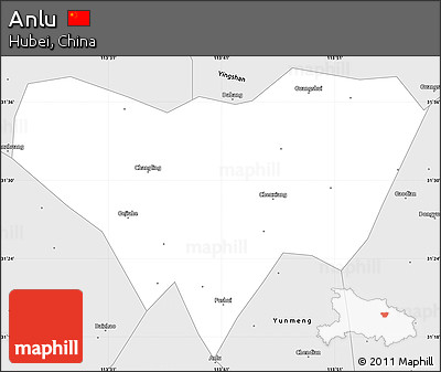 Silver Style Simple Map of Anlu