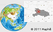 Physical Location Map of Baokang, highlighted country, highlighted parent region
