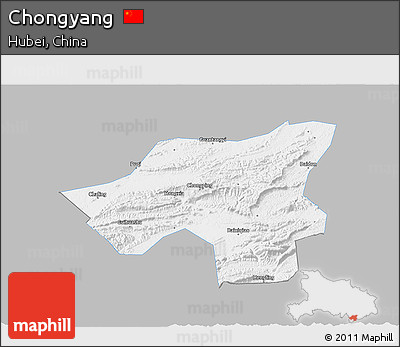 Gray 3D Map of Chongyang, single color outside