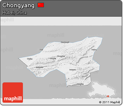 Gray 3D Map of Chongyang, single color outside