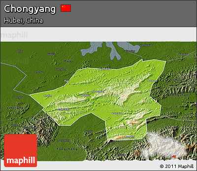 Physical 3D Map of Chongyang, darken