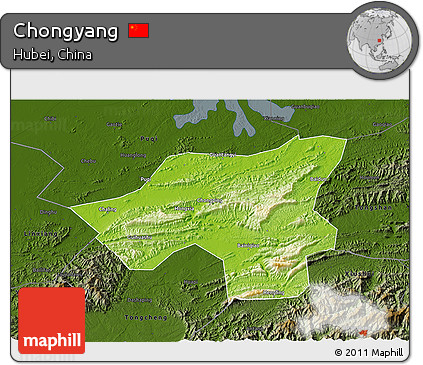 Physical 3D Map of Chongyang, darken
