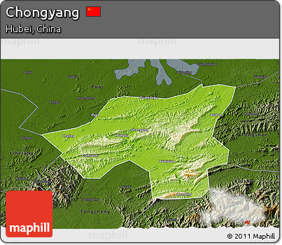 Physical 3D Map of Chongyang, darken