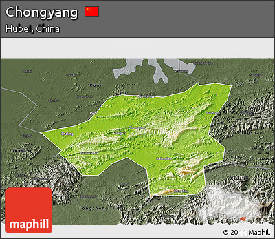 Physical 3D Map of Chongyang, darken, semi-desaturated