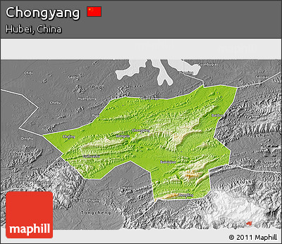 Physical 3D Map of Chongyang, desaturated
