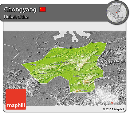 Physical 3D Map of Chongyang, desaturated