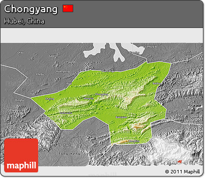Physical 3D Map of Chongyang, desaturated