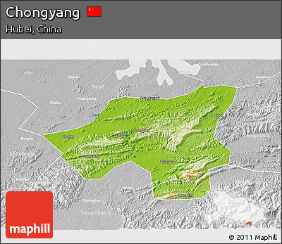 Physical 3D Map of Chongyang, lighten, desaturated