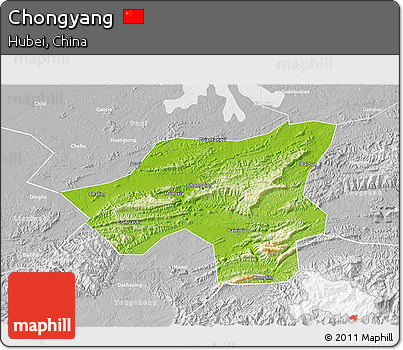 Physical 3D Map of Chongyang, lighten, desaturated