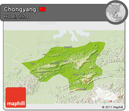 Physical 3D Map of Chongyang, lighten