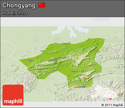Physical 3D Map of Chongyang, lighten