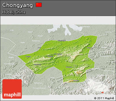 Physical 3D Map of Chongyang, lighten, semi-desaturated