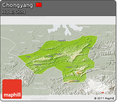 Physical 3D Map of Chongyang, lighten, semi-desaturated
