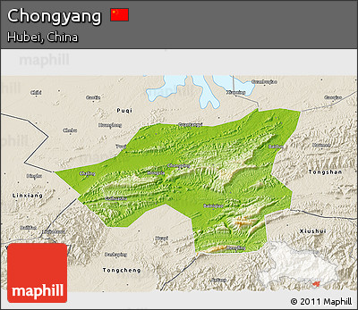 Physical 3D Map of Chongyang, shaded relief outside