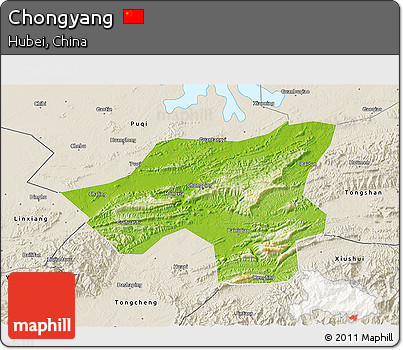 Physical 3D Map of Chongyang, shaded relief outside