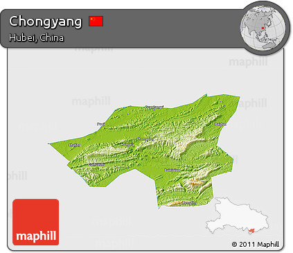 Physical 3D Map of Chongyang, single color outside