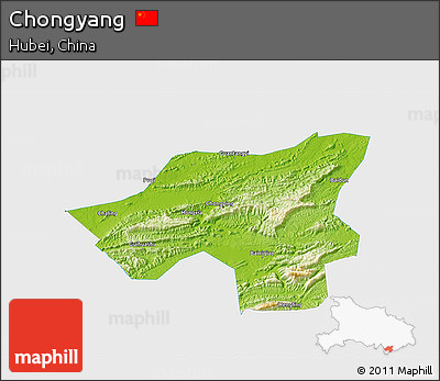 Physical 3D Map of Chongyang, single color outside