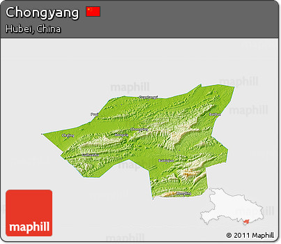 Physical 3D Map of Chongyang, single color outside