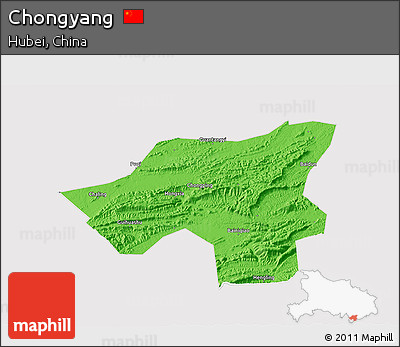 Political 3D Map of Chongyang, cropped outside