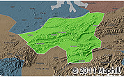 Political 3D Map of Chongyang, darken, semi-desaturated