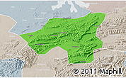 Political 3D Map of Chongyang, lighten, semi-desaturated