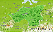 Political 3D Map of Chongyang, physical outside