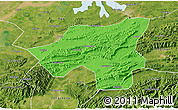 Political 3D Map of Chongyang, satellite outside