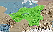 Political 3D Map of Chongyang, semi-desaturated