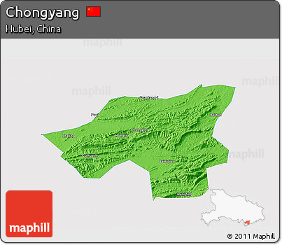 Political 3D Map of Chongyang, single color outside