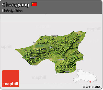 Satellite 3D Map of Chongyang, cropped outside