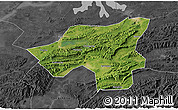 Satellite 3D Map of Chongyang, darken, desaturated