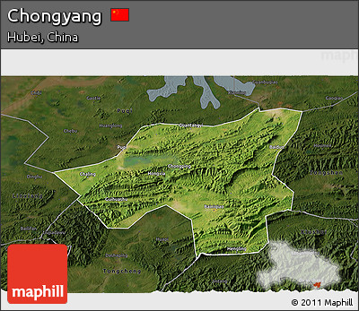 Satellite 3D Map of Chongyang, darken