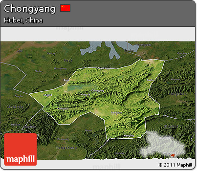 Satellite 3D Map of Chongyang, darken