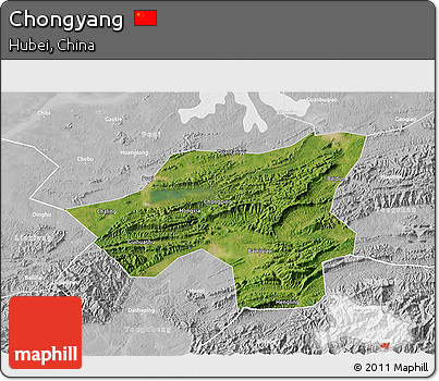 Satellite 3D Map of Chongyang, lighten, desaturated