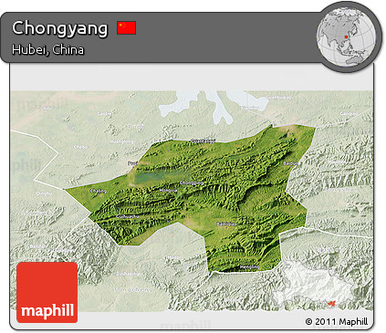 Satellite 3D Map of Chongyang, lighten
