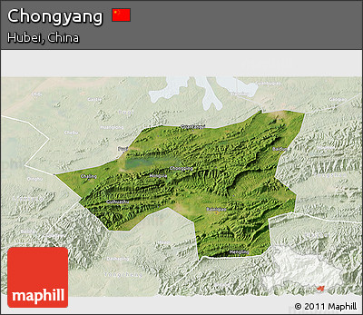 Satellite 3D Map of Chongyang, lighten