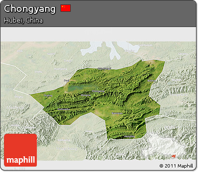 Satellite 3D Map of Chongyang, lighten