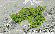 Satellite 3D Map of Chongyang, lighten, semi-desaturated