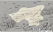Shaded Relief 3D Map of Chongyang, darken, semi-desaturated