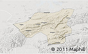 Shaded Relief 3D Map of Chongyang, lighten, semi-desaturated