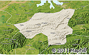 Shaded Relief 3D Map of Chongyang, satellite outside