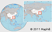 Gray Location Map of Chongyang, highlighted country, within the entire country