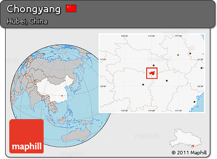 Gray Location Map of Chongyang, highlighted country
