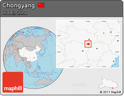 Gray Location Map of Chongyang, highlighted country