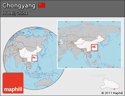 Gray Location Map of Chongyang, highlighted country, highlighted parent region, within the entire country