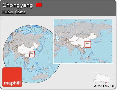 Gray Location Map of Chongyang, highlighted country, highlighted parent region, within the entire country
