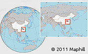 Gray Location Map of Chongyang, highlighted country, highlighted parent region, within the entire country