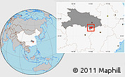 Gray Location Map of Chongyang, highlighted country, highlighted parent region